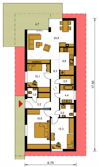 Plan de sol du rez-de-chaussée - BUNGALOW 215